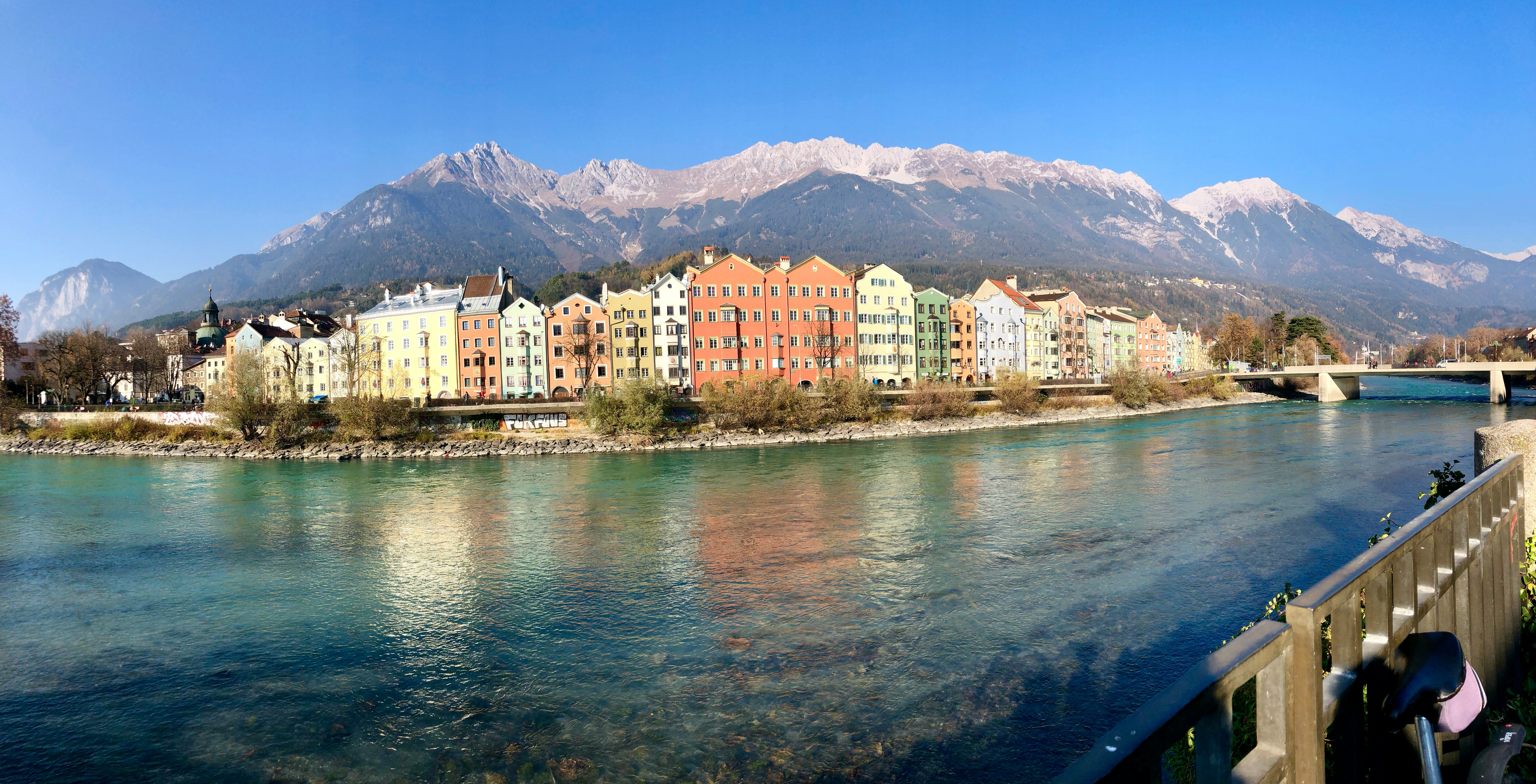 Innsbruck Alpine cityscape with colorful houses